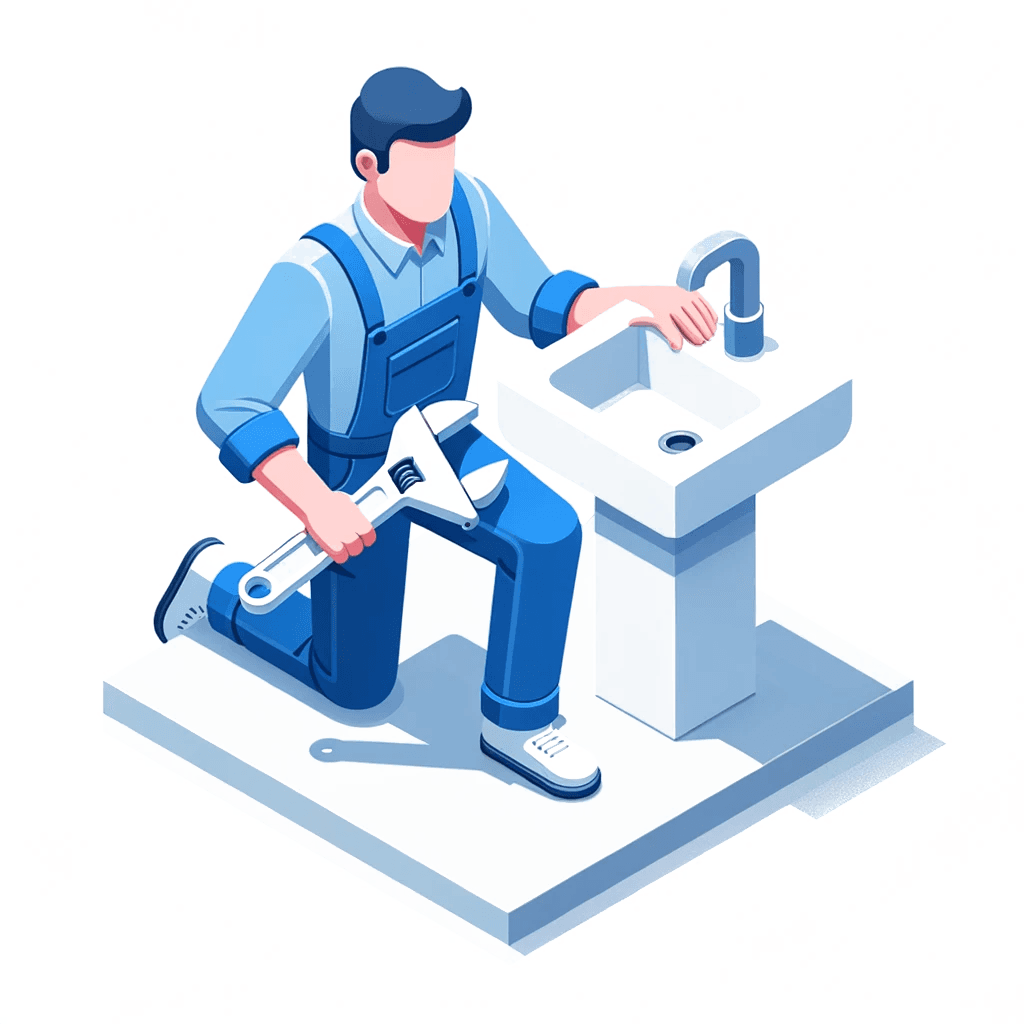 Isometrisk 3D-figur av en rørlegger